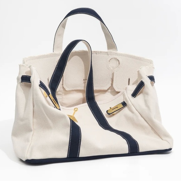Boatkin Style Navy and Cream Tote Bag - Picture 6 of 6